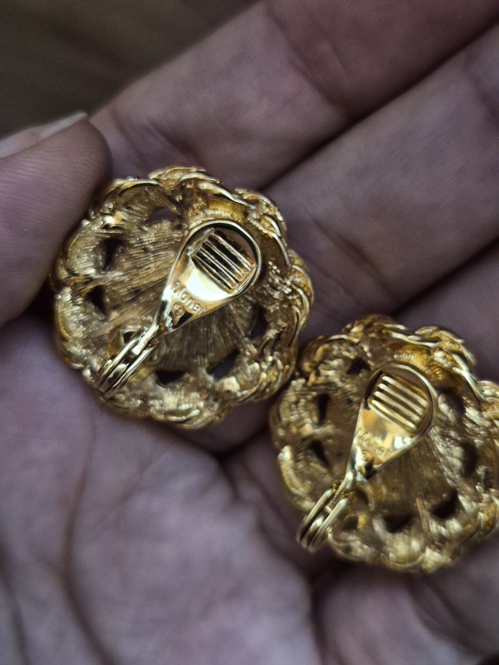 Monet Gold-Tone Braided Pearl Button Earrings - Picture 4 of 5
